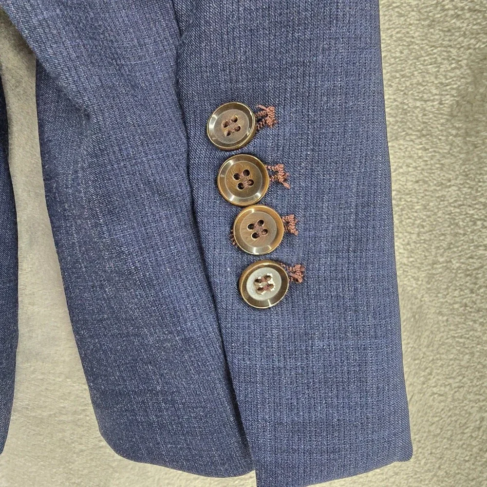 State and Liberty Blazer Mens 38S Blue Two Button Polka Dot Stretch Sport Coat